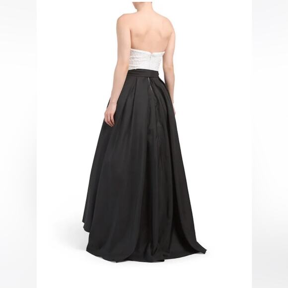 Betsy & Adam Color Block Black White  Sequin Bodice Gown Size 8 Formal Evening - Picture 2 of 15